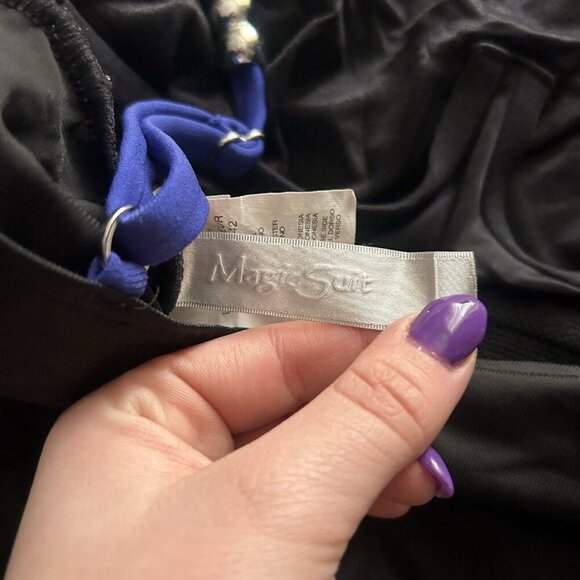 MagicSuit Lisa Draped One Piece Swimsuit Size 12 Blue Tummy Control Slimming - Picture 10 of 11